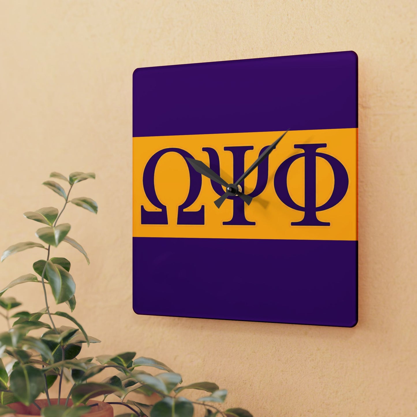 Omega Psi Phi Square Wall Clock