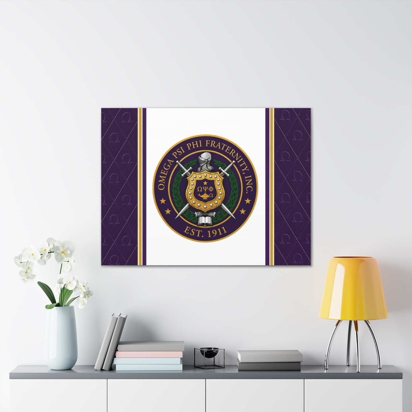 Omega Psi Phi Crest Horizontal Wall Canvas 2.0