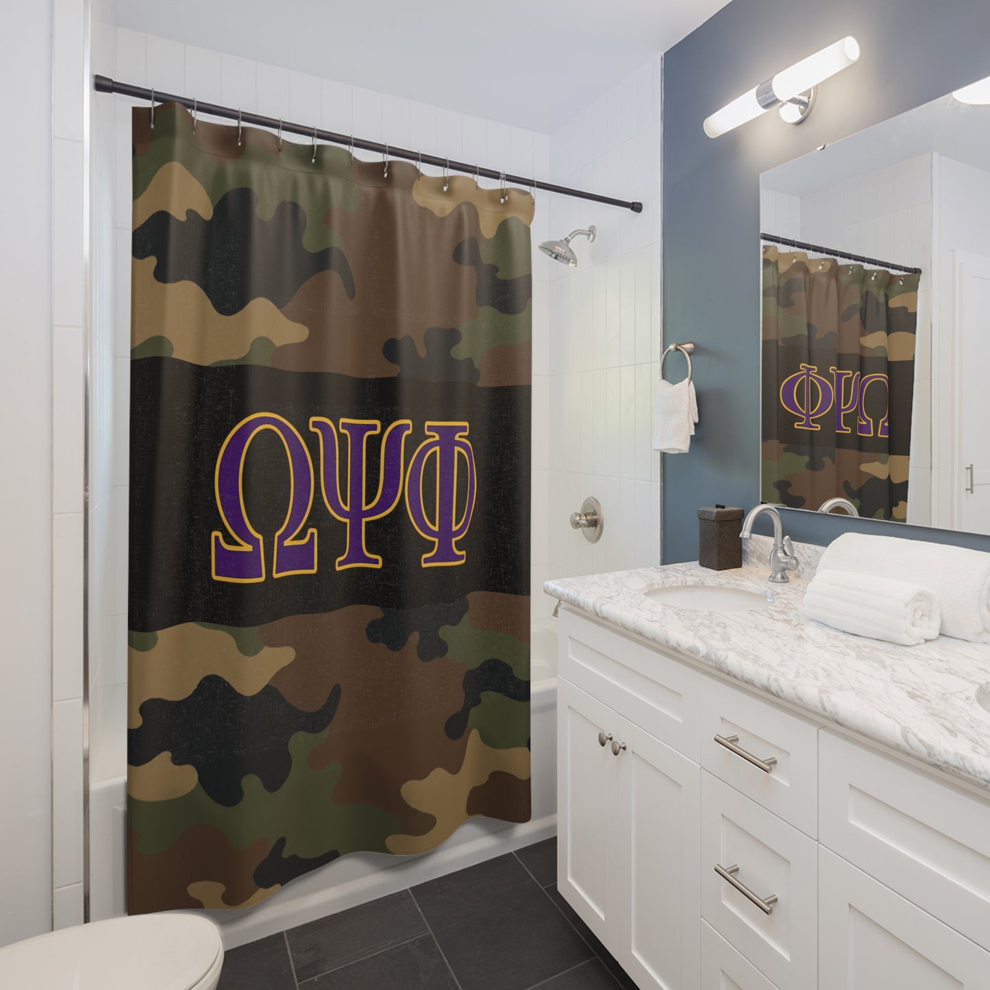 Omega Psi Phi Camo Shower Curtain