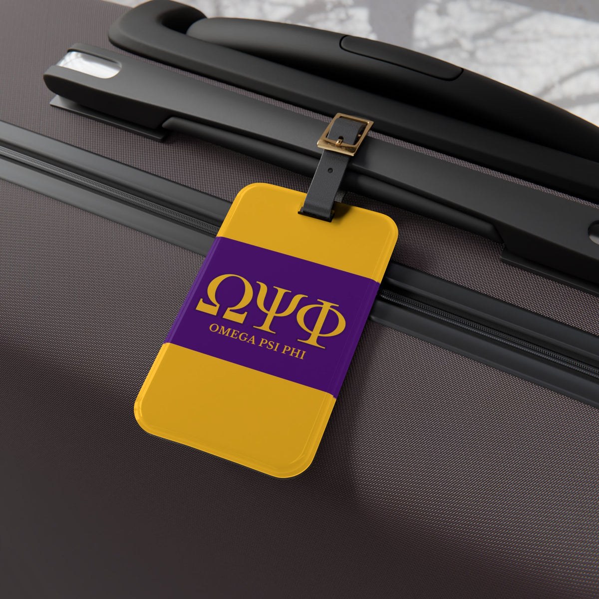 Omega Psi Phi Gold Luggage Tag