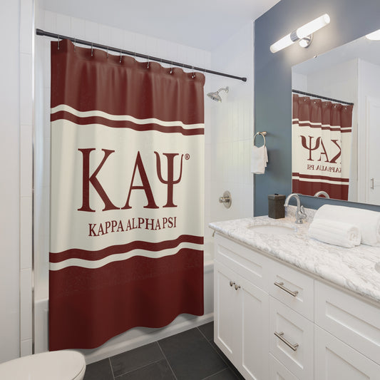Kappa Licensed Shower Curtain — KAΨ Crimson & Cream Fraternity