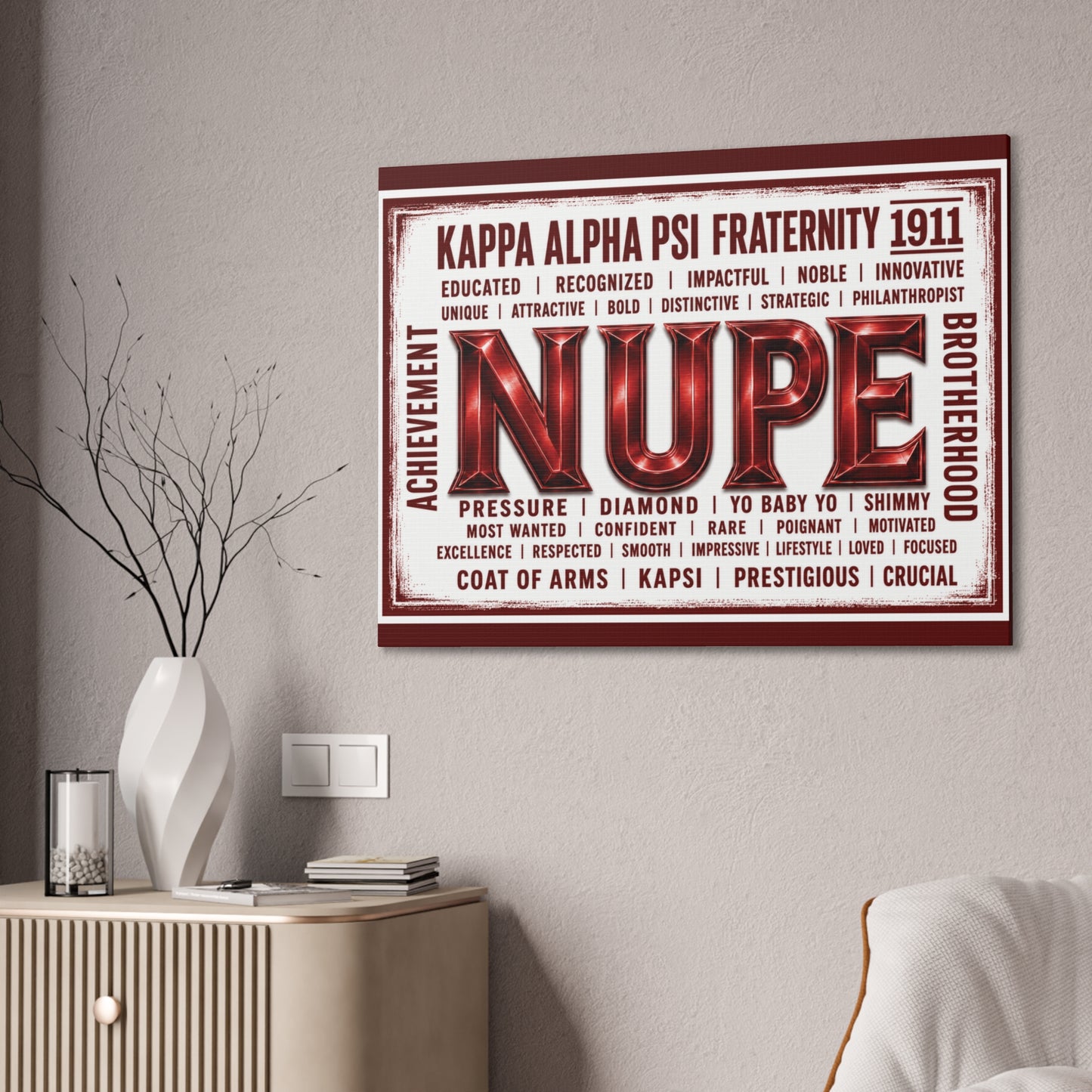 NUPE Crimson Pride Horizontal Wall Art Canvas