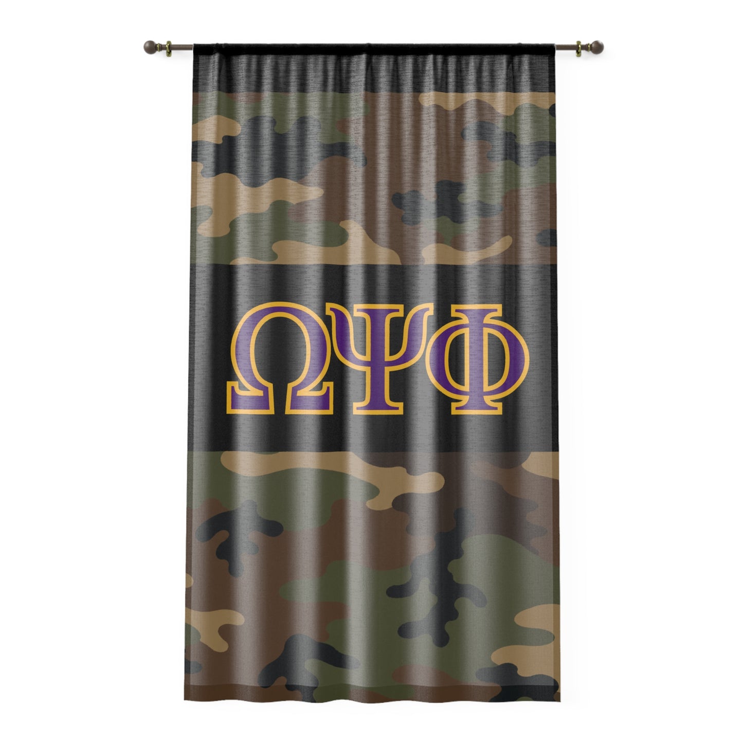 Omega Psi Phi Camo Sheer Window Curtain