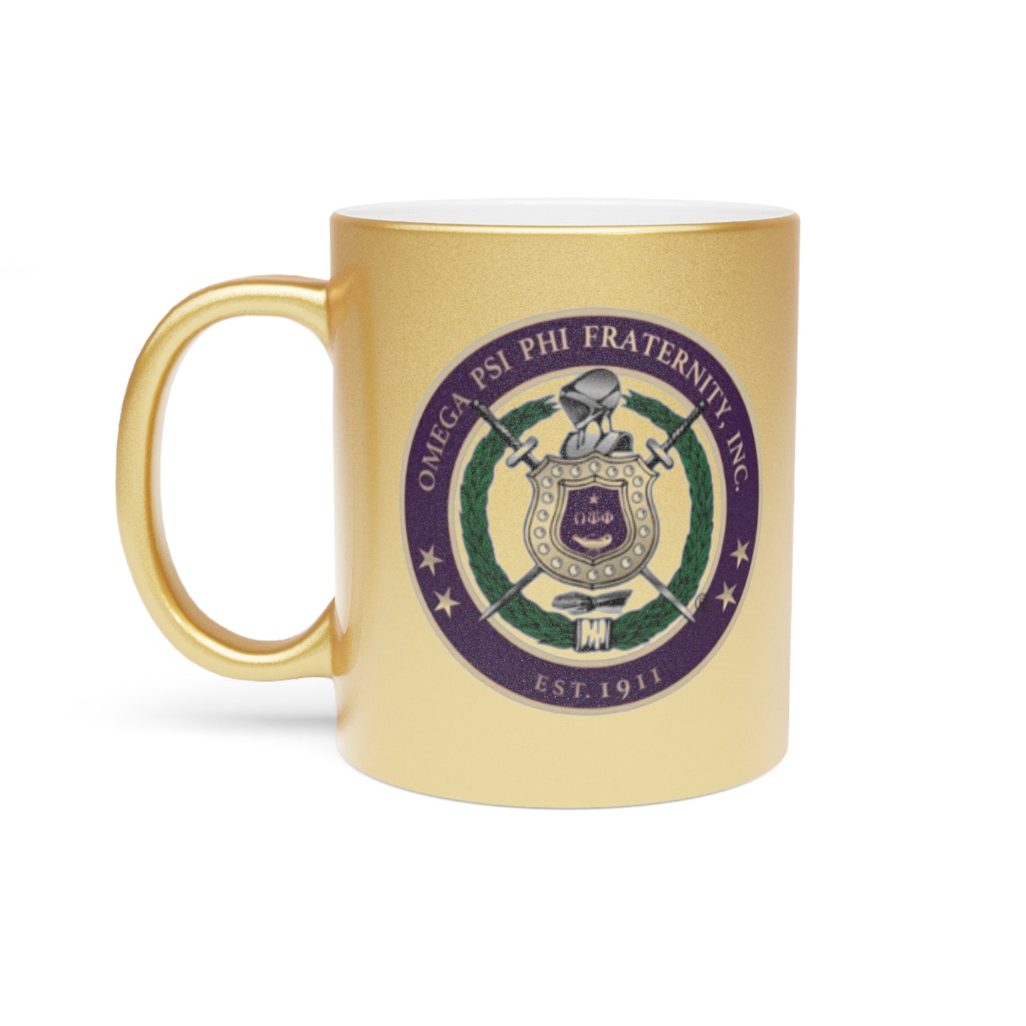 Omega Psi Phi Metallic Gold Mug