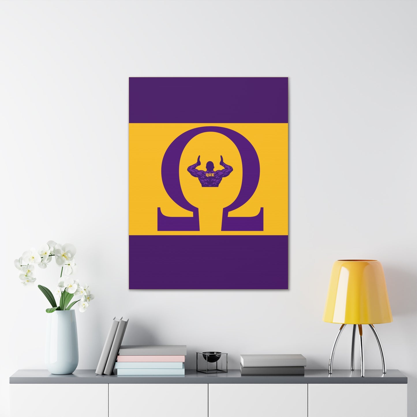 Omega Letter Vertical Wall Art Canvas