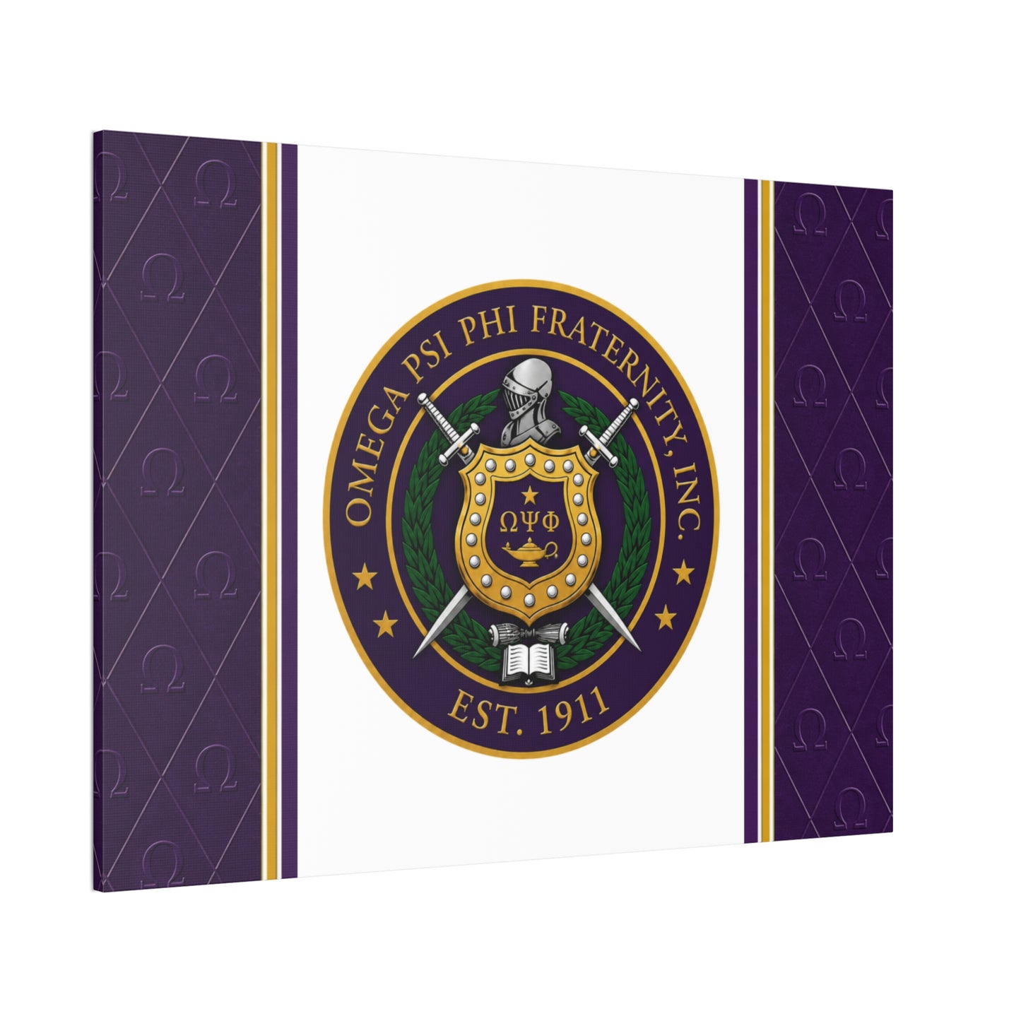 Omega Psi Phi Crest Horizontal Wall Canvas 2.0