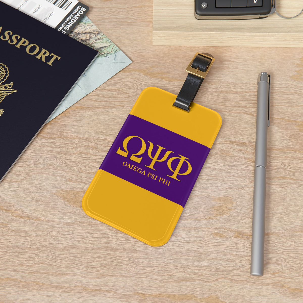 Omega Psi Phi Gold Luggage Tag