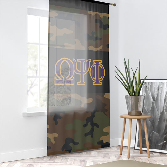 Omega Psi Phi Camo Sheer Window Curtain