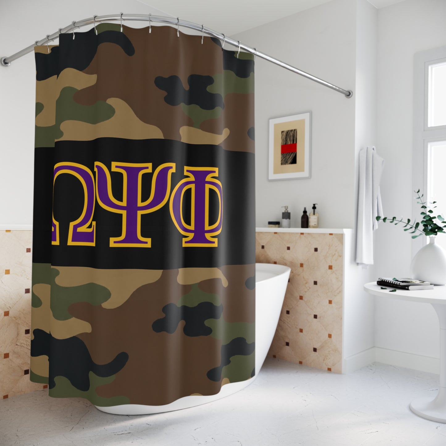 Omega Psi Phi Camo Shower Curtain