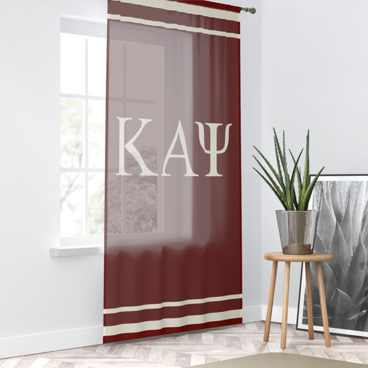 Kappa Licensed Sheer Window Curtain — Crimson & Cream (50″ × 84″)