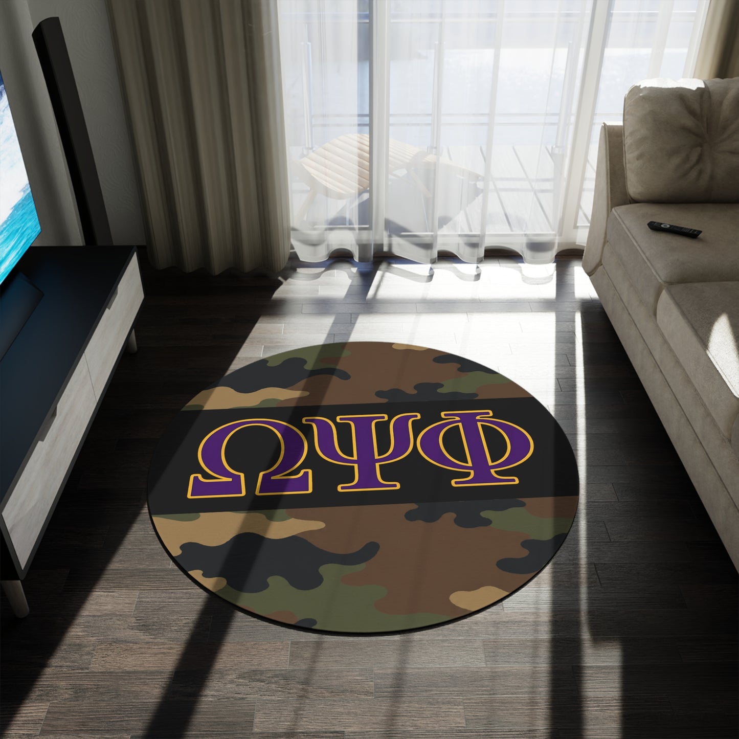 Omega Psi Phi Camo Round Rug