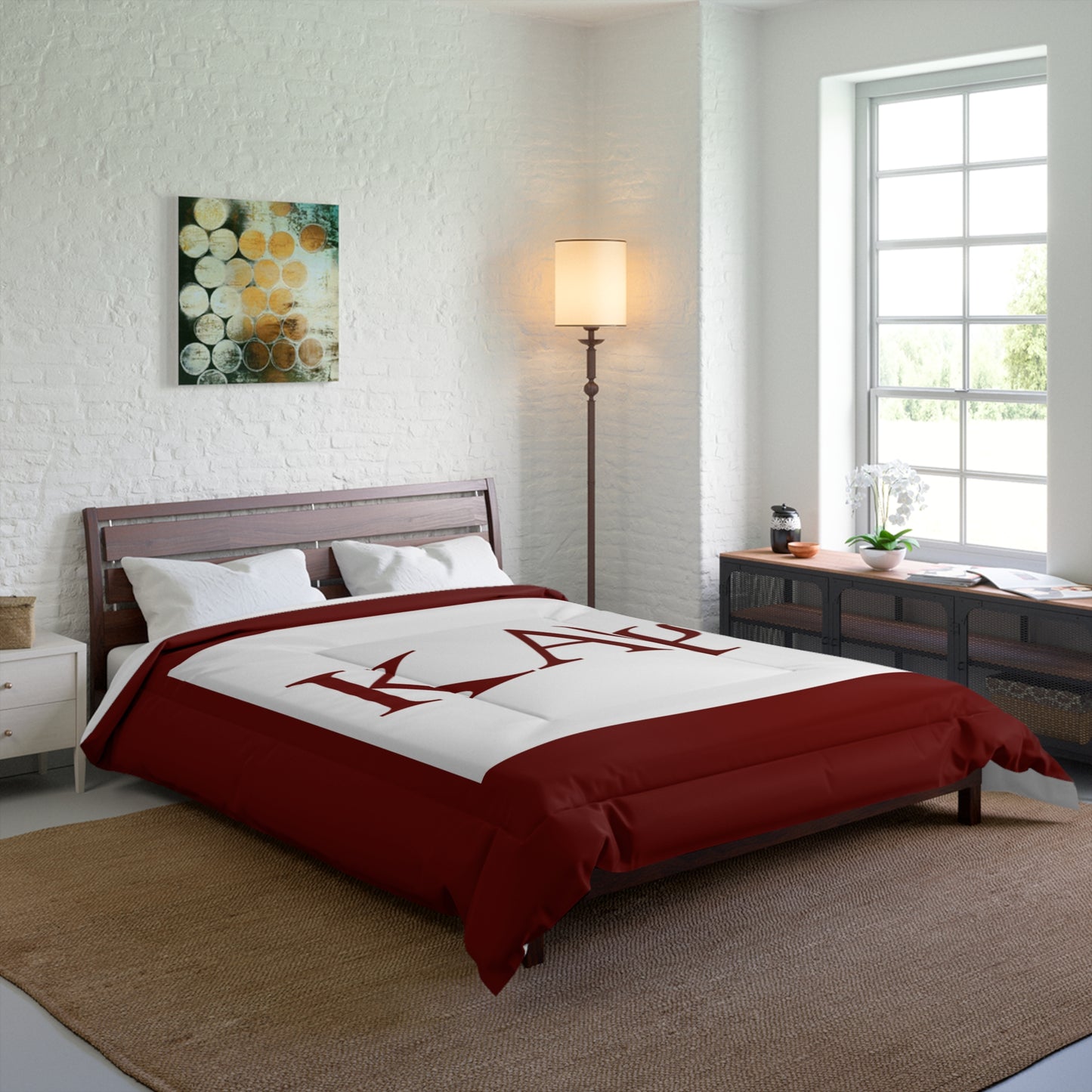 KAPsi Comforter - Crimson & White