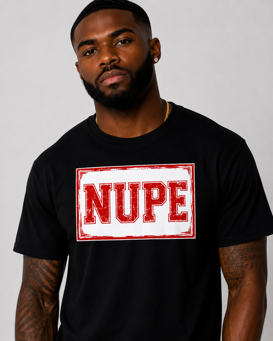 NUPE Distressed Black T-shirt