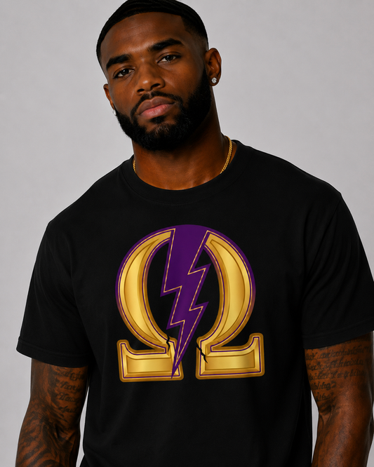 Omega Letter Lightning Rod Black T-shirt